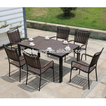 All weather plastic wood furniture outdoor dining set garden furniture